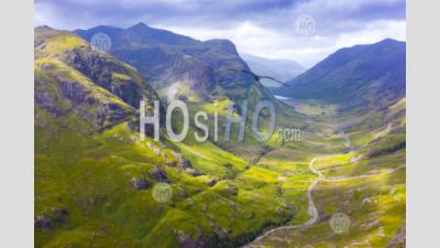 Aerial View Of Beinn Fhada Nearest Part Of Bidean Nam Bian Also Known As The Three Sisters Of Glencoe , Highland Region, Scotland, Uk - Aerial Photography
