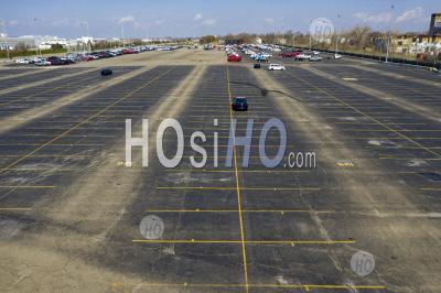 New Car Inventory Reduced Due To Coronavirus Pandemic - Aerial Photography