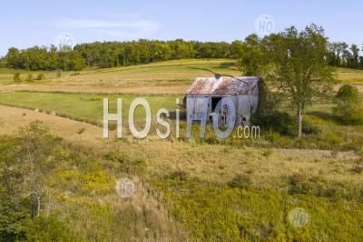 Old Barn On Hill In Pennsylvania - Aerial Photography