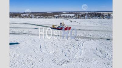 Icebreakers On St Clair River - Aerial Photography