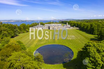 Aerial View Of Hopetoun House, South Queensferry, West Lothian,Scotland, Uk - Aerial Photography