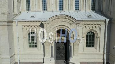 Kronstadt Naval Cathedral Iron Door, Above The Door Icon, Panorama - Video Drone Footage