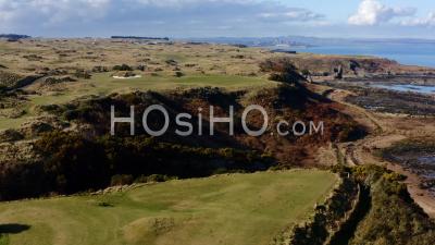 Aerial Footage Of Castle Golf Course In St Andrews, Scotland, Uk - Video Drone Footage