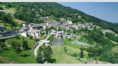 Village Of Rora In Piemont, Italy, Viewed From Drone