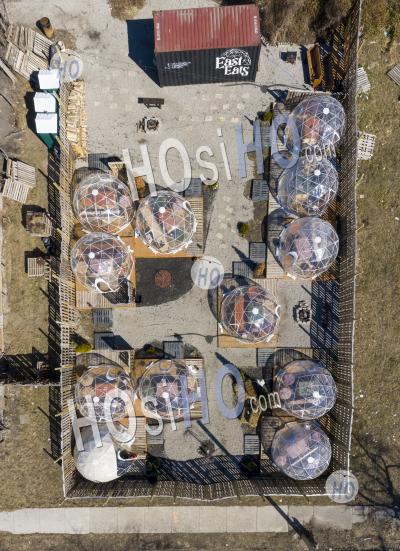Outdoor Dining During Pandemic - Aerial Photography