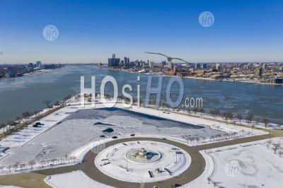 Belle Isle And The Detroit River - Aerial Photography