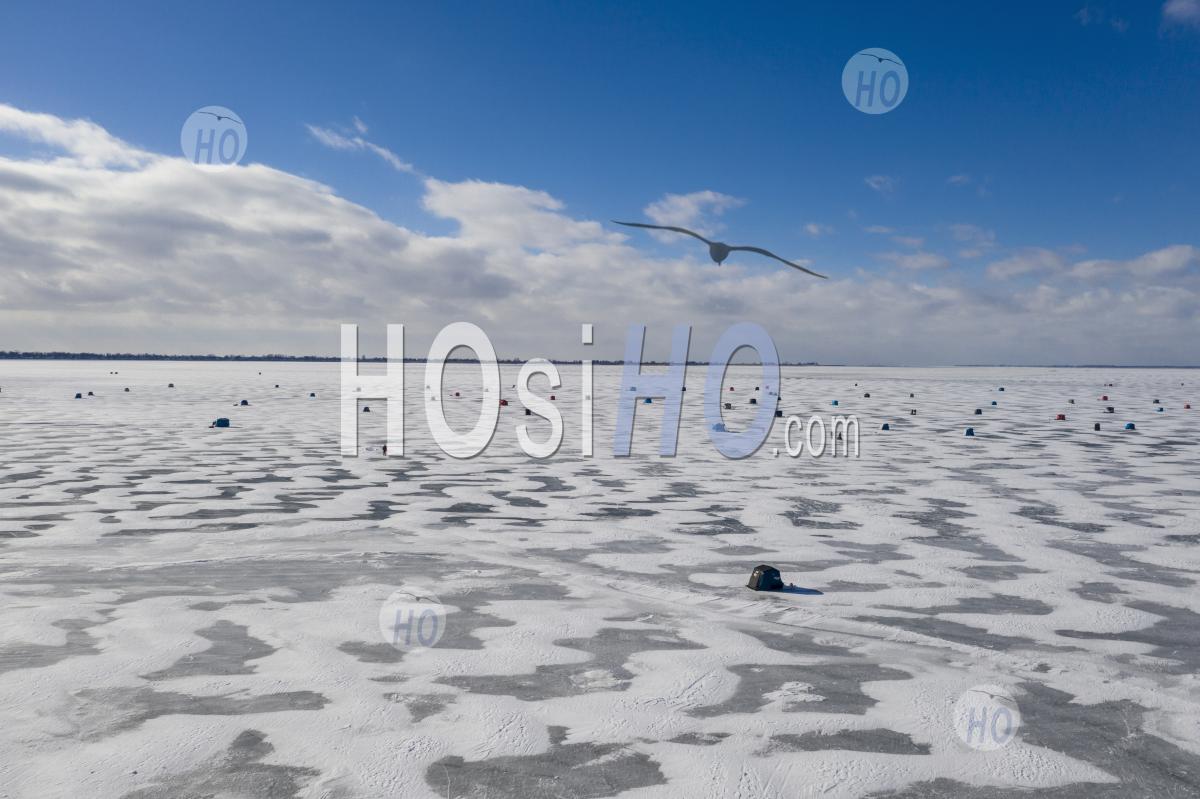 Ice Fishing Shelters - Aerial Photography