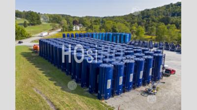Tanks Used In Hydraulic Fracturing - Aerial Photography