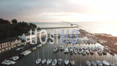 Sunrise At Binic Port - Brittany - Video Drone Footage