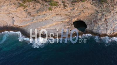 Aerial View, Flying Above Giola Lagoon Near The Sea And Rocky Coastline Of Thassos Island, Greece - Video Drone Footage