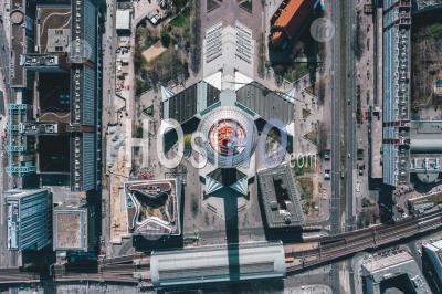 Breathtaking Overhead Aerial View Of Berlin Alexanderplatz Tv Tower In Beautiful Daylight Hq - Aerial Photography
