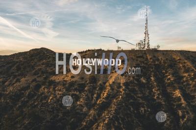 Circa November 2019: Famous Hollywood Sign In Mount Lee In Los Angeles, California - Aerial Photography