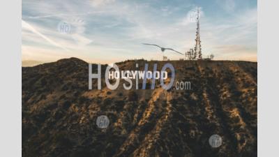 Circa November 2019: Famous Hollywood Sign In Mount Lee In Los Angeles, California - Aerial Photography