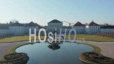 Beautiful Symmetrical Palace In Munich, Germany Nymphenburg Palace Or Schloss Nymphenburg Famous Place In Germany, Afternoon Light, Scenic Aerial Forward - Video Drone Footage