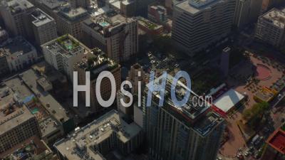 View On Roof Construction Side In Downtown Los Angeles, Daylight 4k - Video Drone Footage