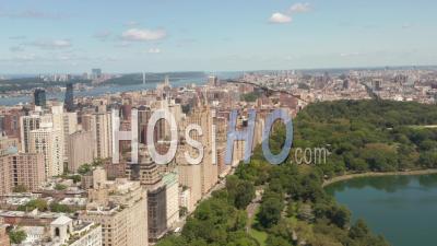Beautiful New York City Buildings With Central Park At Sunny Summer Day 4k - Video Drone Footage