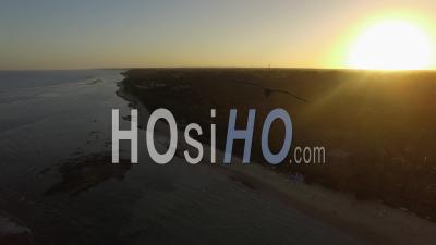 Fisherman's Beach At Dusk In Arraial D'ajuda, Brazil - Video Drone Footage