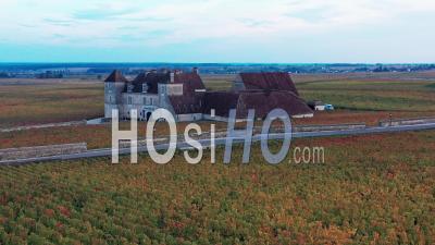 Aerial View The Vineyard Vougeot In Burgundy In Autumn Filmed By Drone