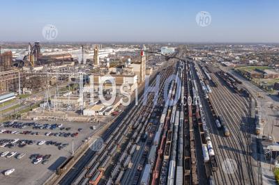 Csx Rail Yard At Ford Rouge Plant - Aerial Photography
