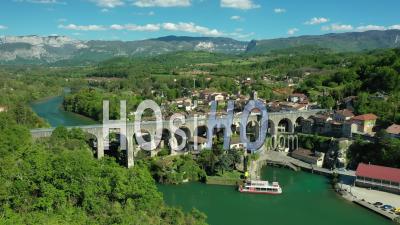 Aqueduct In Saint-Nazaire-En-Royans Between Grenoble And Valence, France, Drone Point Of View