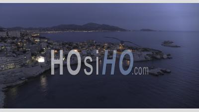Marseille, Anse De Malmousque And Endoume, By Night In 6k - Video Drone Footage