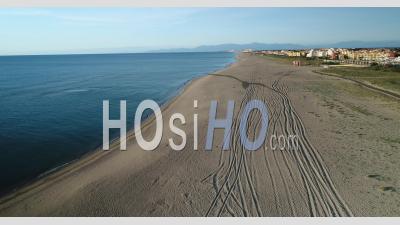 Beach Of The Seaside Resort Of Port-Leucate, (mediterranean Sea), Aude, France, Viewed From Drone