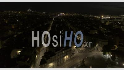 Marseille City At Night From Palais Longchamps In Video 6k - Video Drone Footage