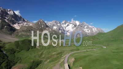 The Lautaret Pass And The Meije Massif, Between The Northern Alps And The Southern Alps, Viewed From Drone