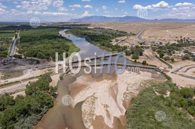 Rio Grade Water Diverted For Irrigation - Aerial Photography