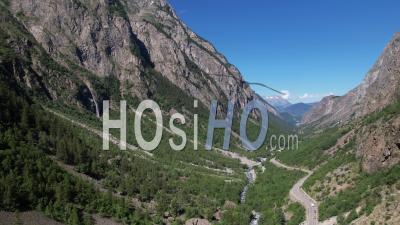 The Romanche Valley, Between The Grave And The Chambon, Hautes-Alpes, Viewed From Drone