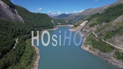 Chambon Hydroelectric Dam Lake, Isere, France, Viewed From Drone