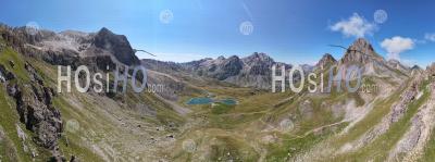 180 ° Panorama, Cerces Lake, Savoie, France, Aerial Photo By Drone