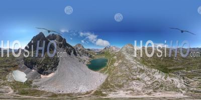 360 Vr, Rond Lake, Savoie, France, Aerial Equirectangular Photo By Drone
