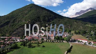 Village And Castle Of Montmaur, Hautes-Alpes, France, Viewed From Drone