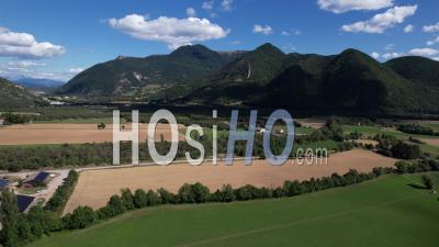 Petit Buëch Valley Near The Village Of Montmaur, Hautes-Alpes, France, Viewed From Drone