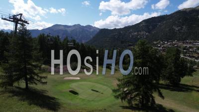 Golf Course In The Ski Resort Of Montgenèvre In Summer, Hautes-Alpes, France, Viewed From Drone