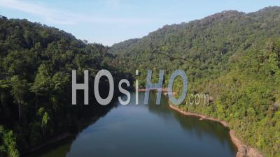 Aerial Lake At Rainforest Of Penang - Video Drone Footage