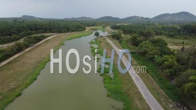 Aerial View Sungai Kulim In Rural - Video Drone Footage