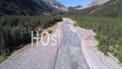 Dora River, Val Veny, Italy - Video Drone Footage