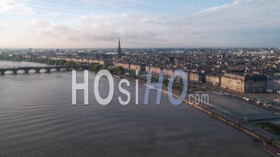 Establishing Aerial View Shot Of Bordeaux Fr, World Capital Of Wine, Nouvelle-Aquitaine, France - Video Drone Footage
