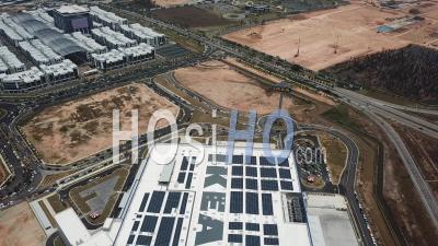 Aerial View Car Traffic During First Day Of Opening At Ikea - Video Drone Footage