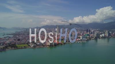 Aerial Penang Island In Bright Blue Sunny Day - Video Drone Footage