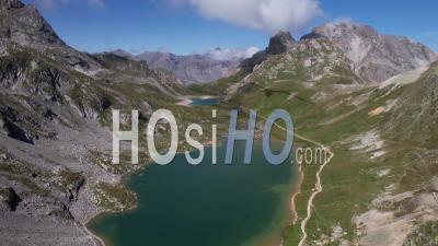 Rond Lake And Grand Ban Lake, Savoie, France, Viewed From Drone