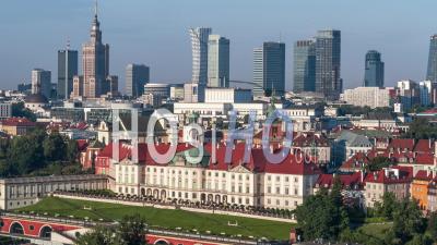 Establishing Aerial View Shot Of Warsaw, Warszawa, Poland, Polska - Video Drone Footage