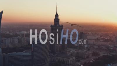Establishing Aerial View Shot Of Warsaw, Warszawa, Poland, Polska - Video Drone Footage