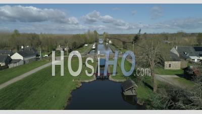 The Canal D'ille Et Rance In Hede, Brittany, France - Video Drone Footage