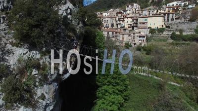 Climbing Near The Village Of Peille - Video Drone Footage