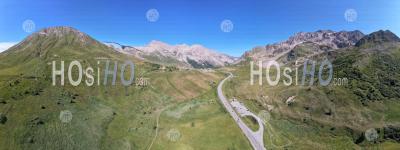180 ° Panorama, The Lautaret Pass And The Grand Galibier Massif, Hautes-Alpes, France, Aerial Photo By Drone