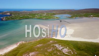 Uig Sands On Isle Of Lewis, Scotland, Uk - Video Drone Footage