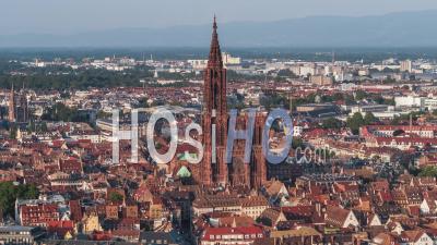 Establishing Aerial View Shot Of Strasbourg Fr, Capital Of European Union, Bas-Rhin, France, Beautiful Old Town - Video Drone Footage